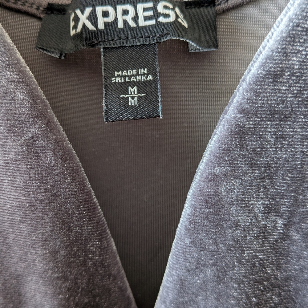Express Gray Velvet Romper | Underwire | Size M - Picture 2 of 3